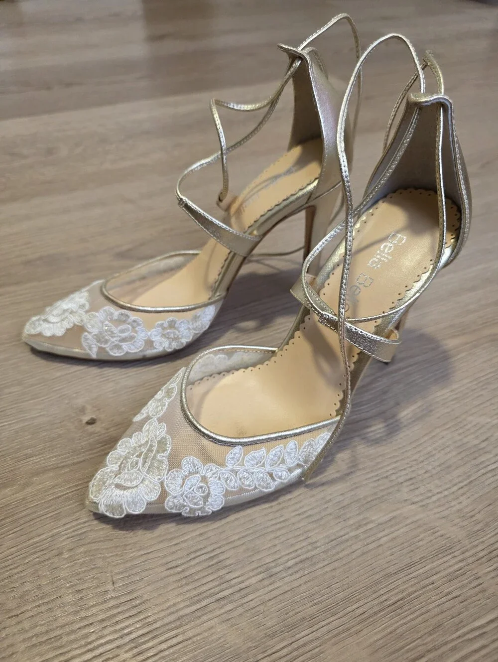 Bella Belle | Anita Gold Lace Wedding Shoes Size 7